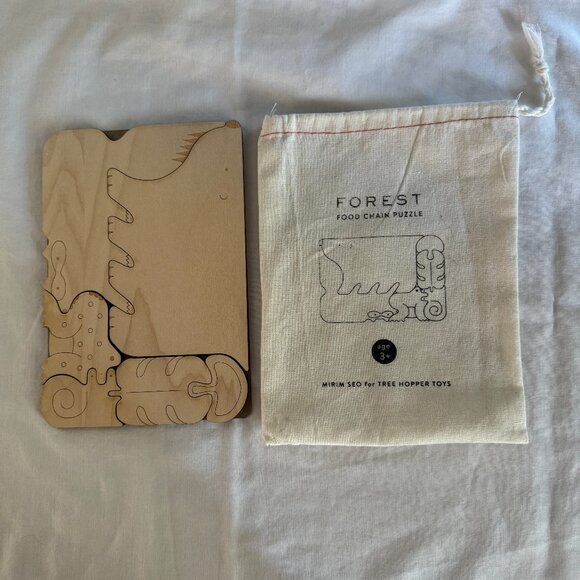 2 CHOMP Ocean & Forest wooden food chain puzzles for ages 3+ w/ drawstring bags - Picture 3 of 6